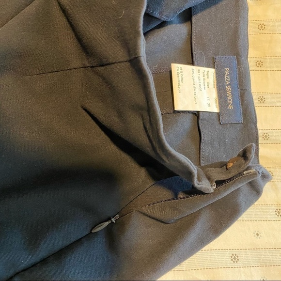 Piazza Sempione side zipper Made in Italy Straight-Leg Cropped Pants navy - Picture 11 of 14